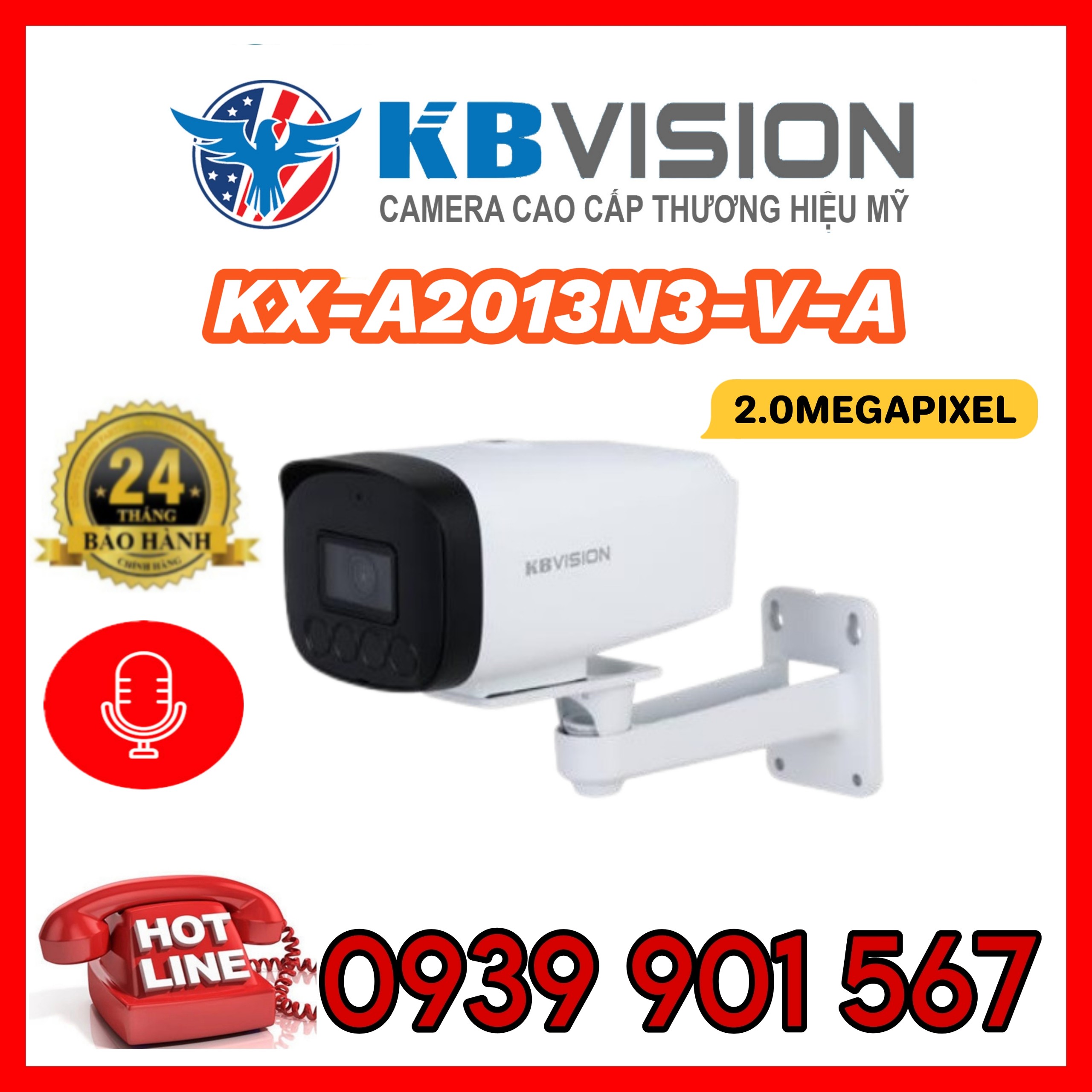 Camera IP 2MP Thân Trụ KBVISION KX-A2013N3-V-A