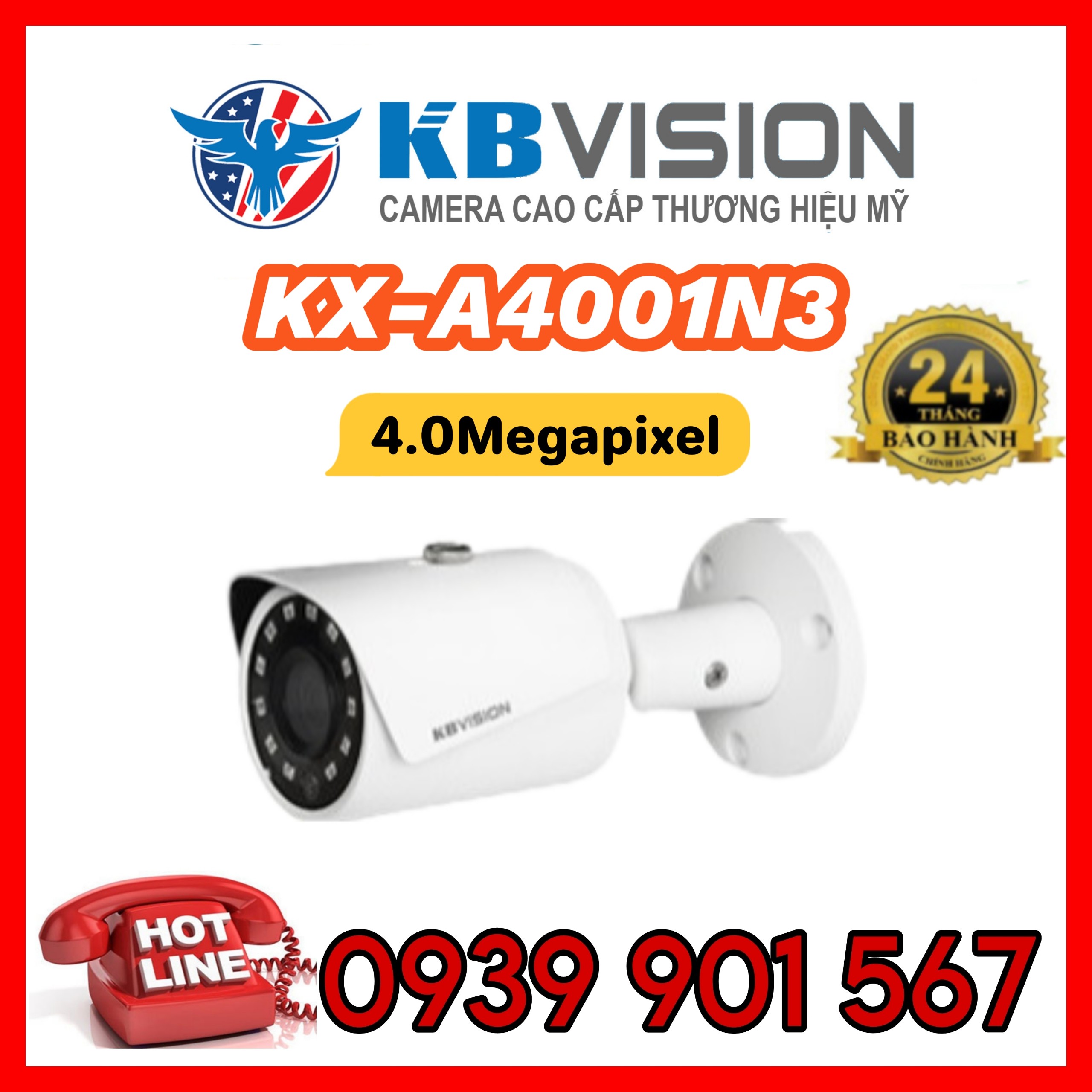 Camera IP 4MP thân trụ KBVISION KX-A4001N3