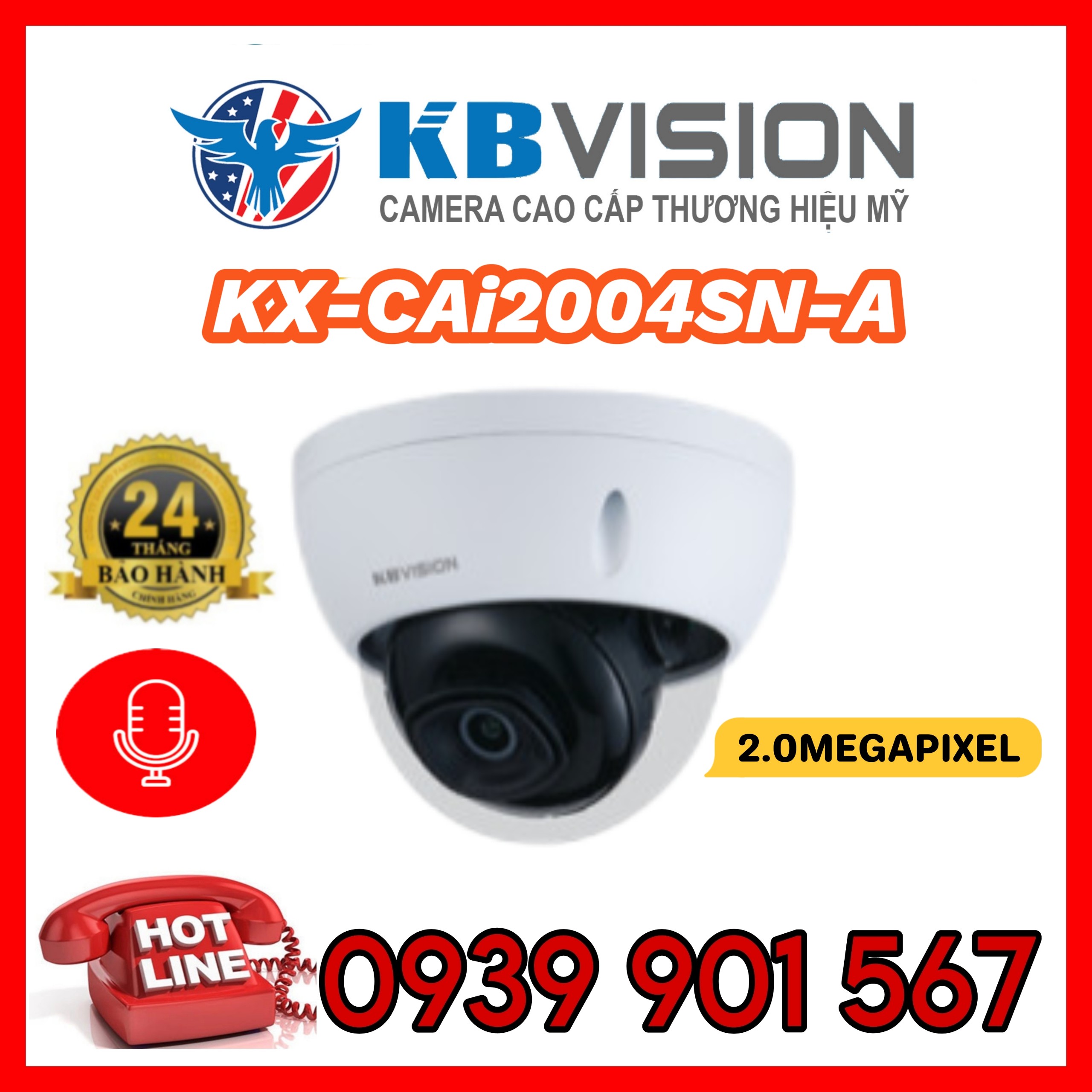 Camera IP AI dome hồng ngoại 2.0MP KX-CAi2004SN-A