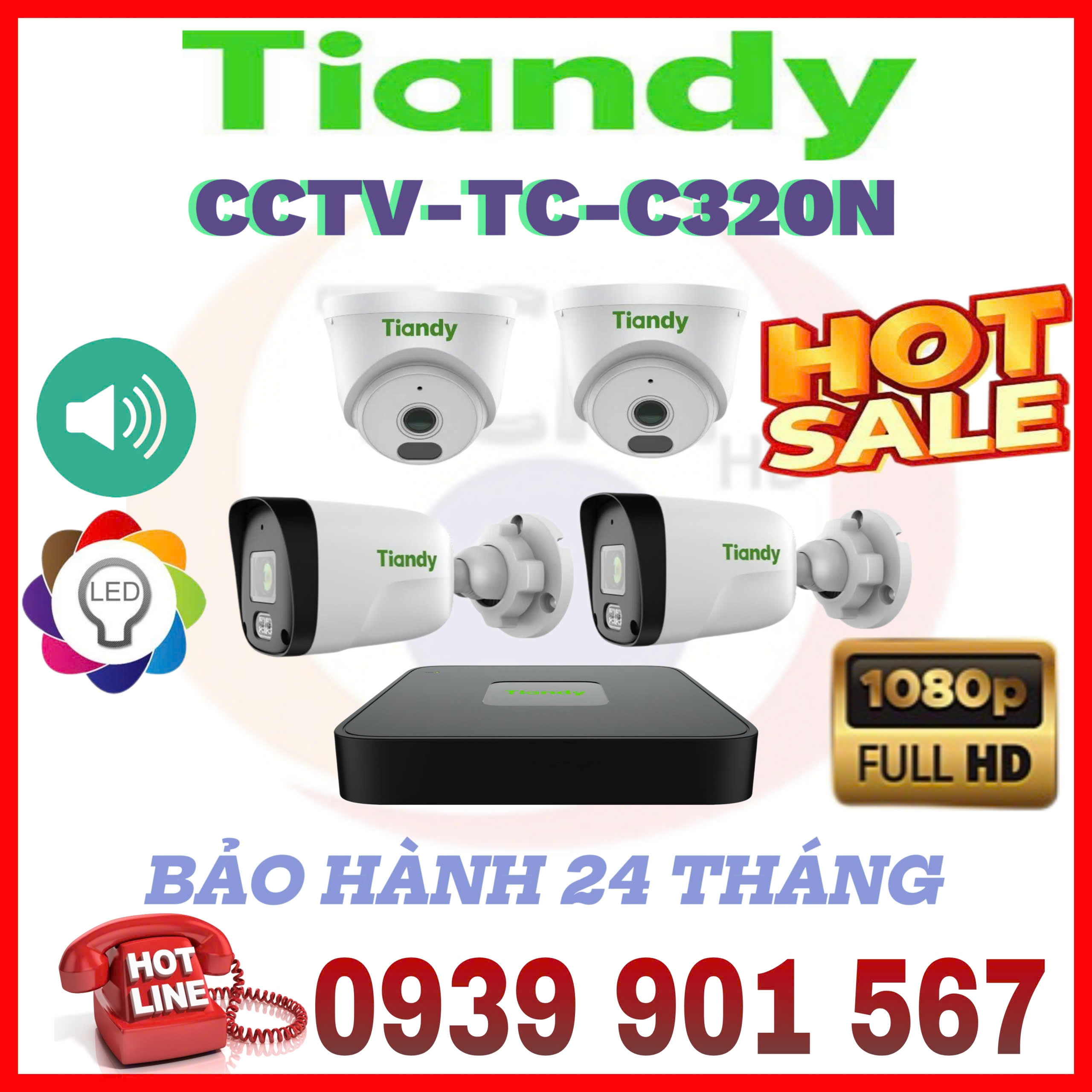LẮP ĐẶT BỘ 4 CAMERA QUAN SÁT TIANDY CCTV-TC-C320N