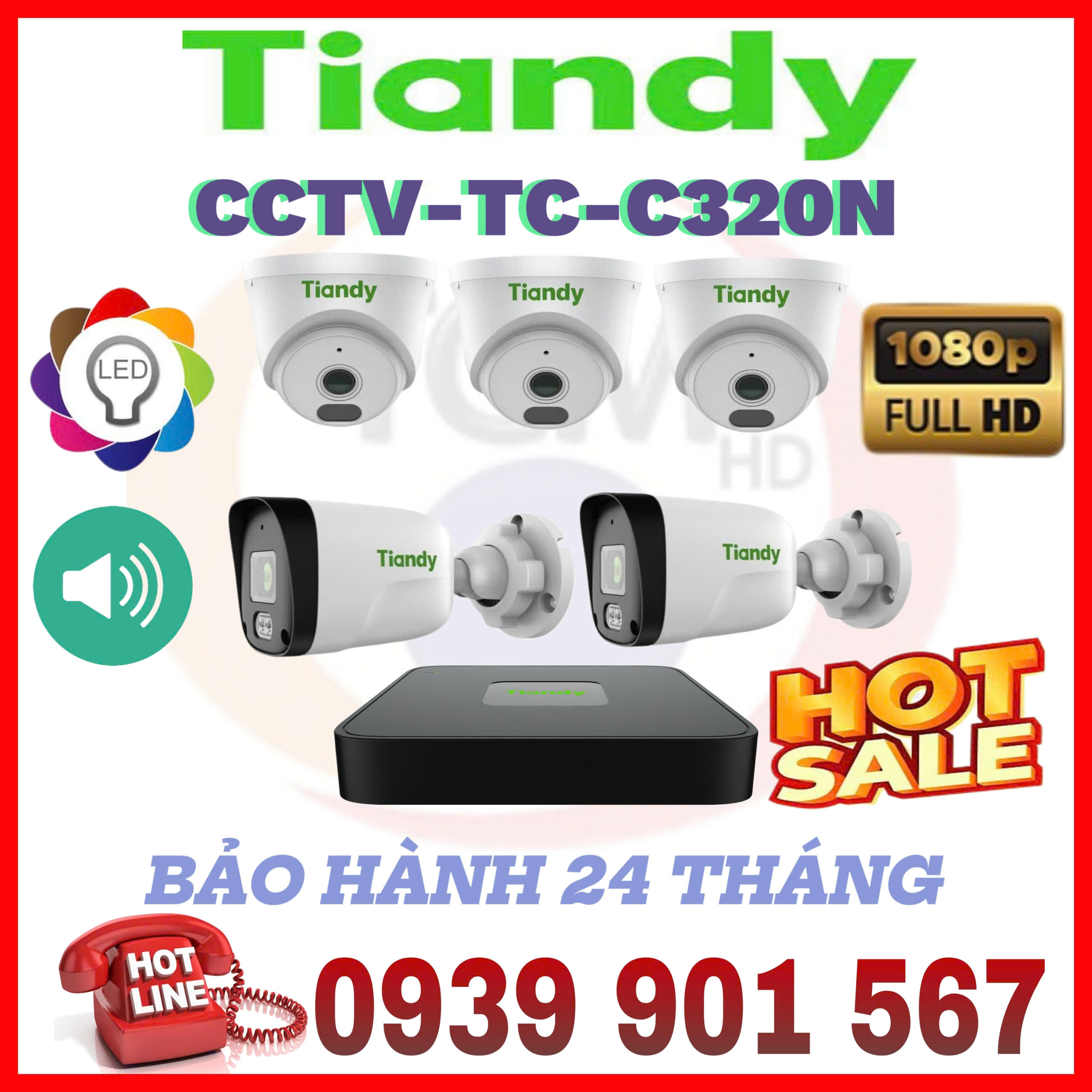 LẮP ĐẶT BỘ 5 CAMERA QUAN SÁT TIANDY CCTV-TC-C320N