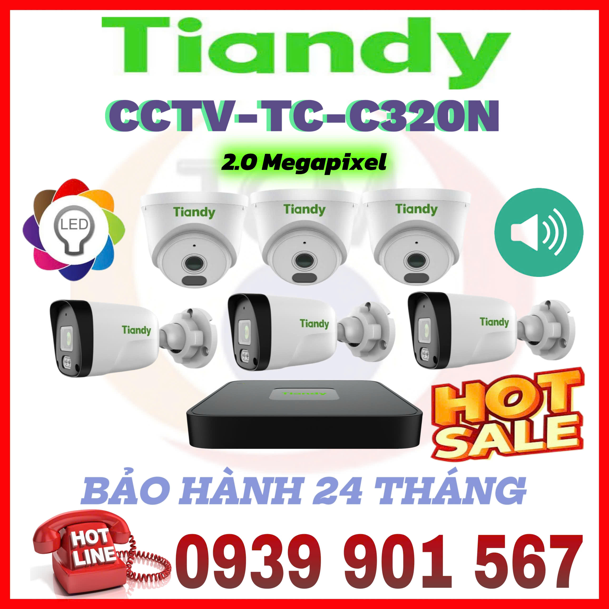 LẮP ĐẶT BỘ 6 CAMERA QUAN SÁT TIANDY CCTV-TC-C320N