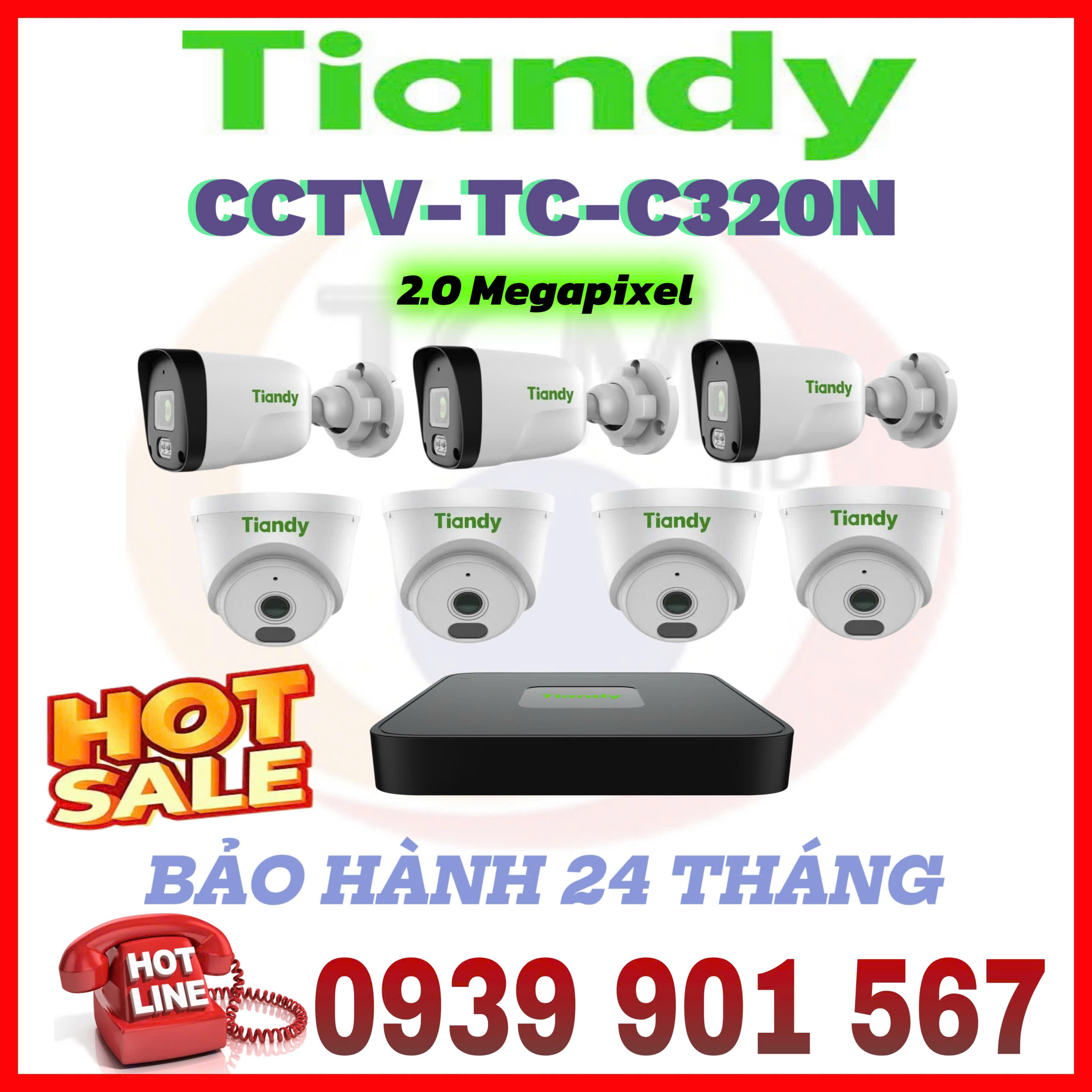 LẮP ĐẶT BỘ 7 CAMERA QUAN SÁT TIANDY CCTV-TC-C320N