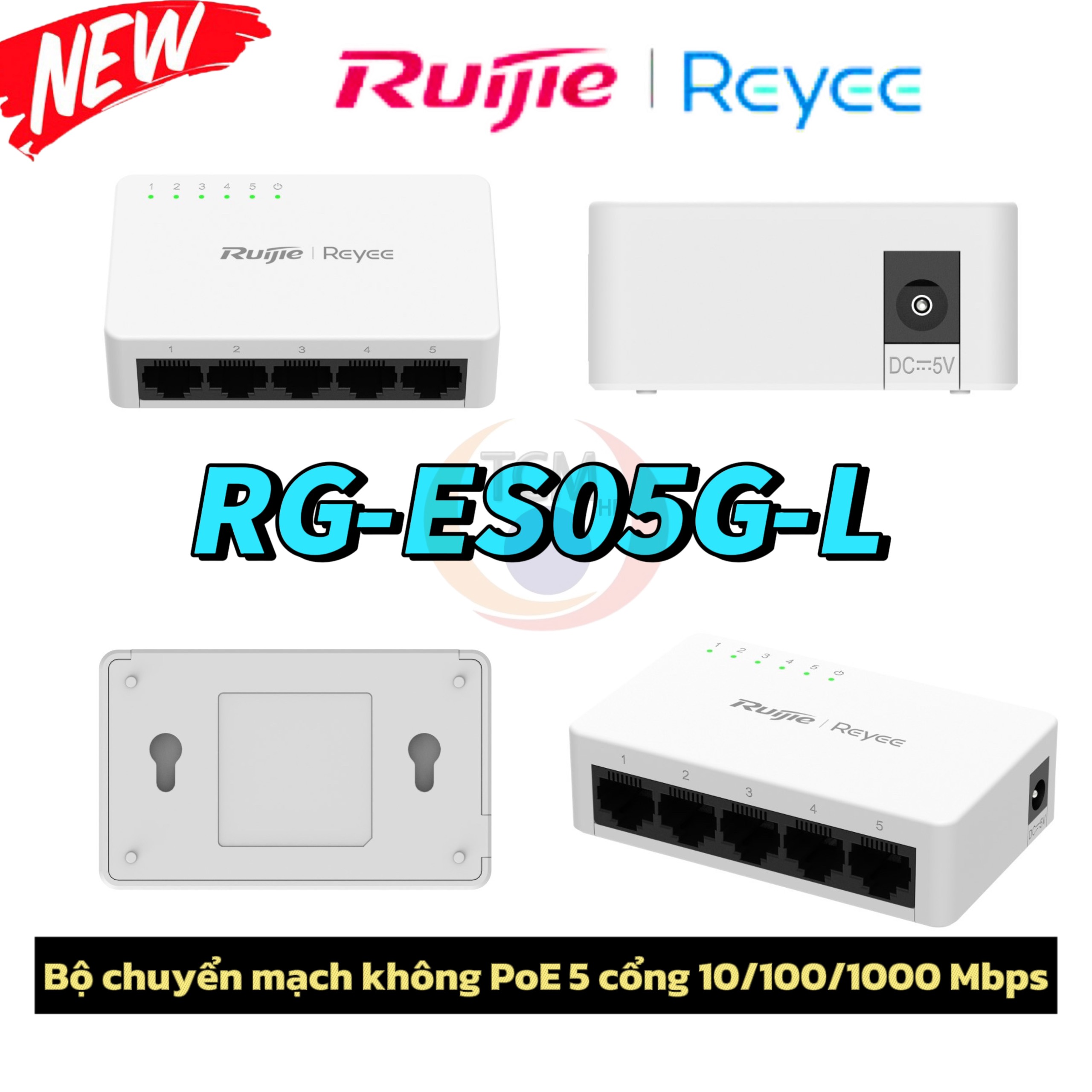 Switch Ruijie RG-ES05G-L (5 port/ 10/100/1000 Mbps/ Unmanaged)