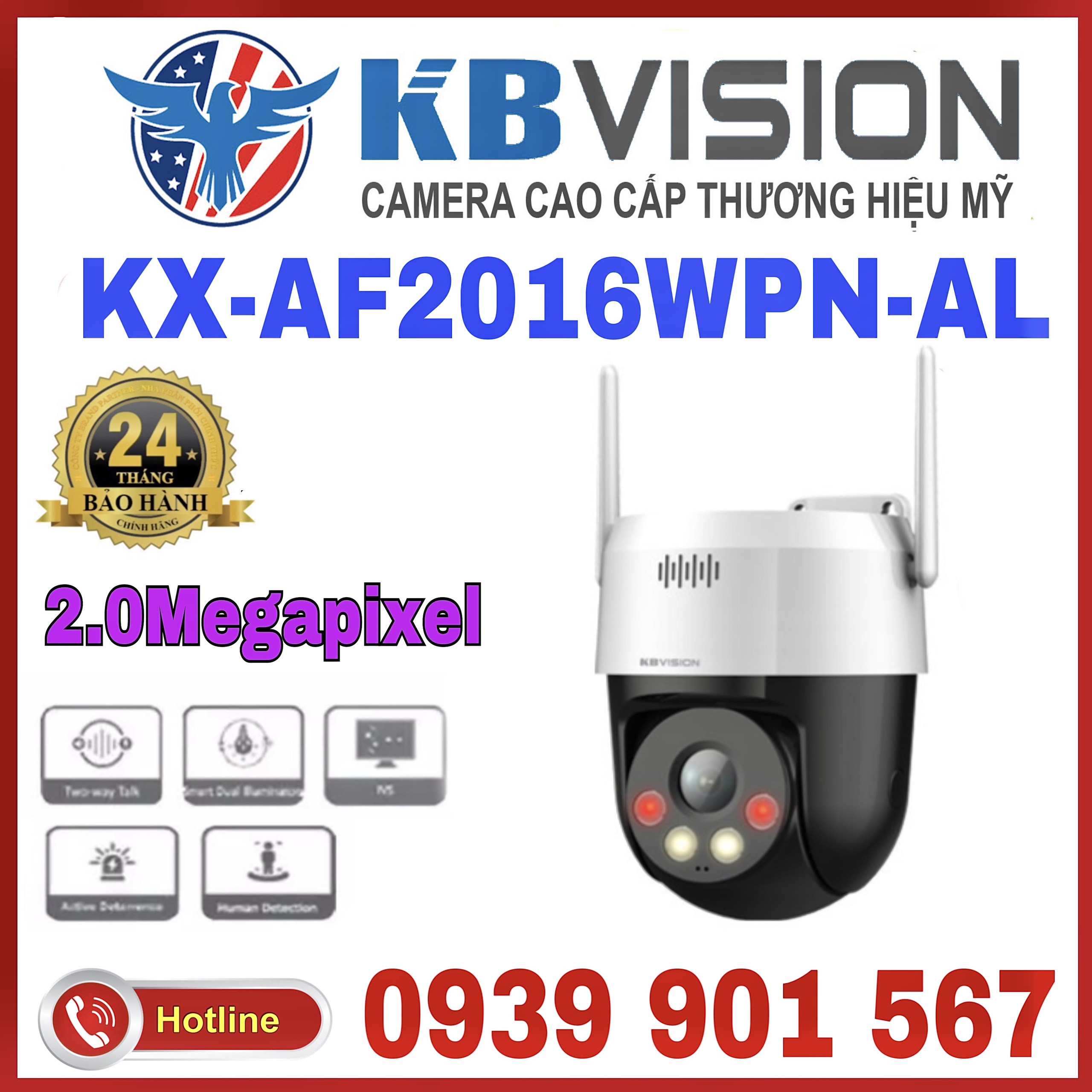 Camera IP Speed hồng ngoại 2.0 Megapixel KBVISION KX-AF2016WPN-AL